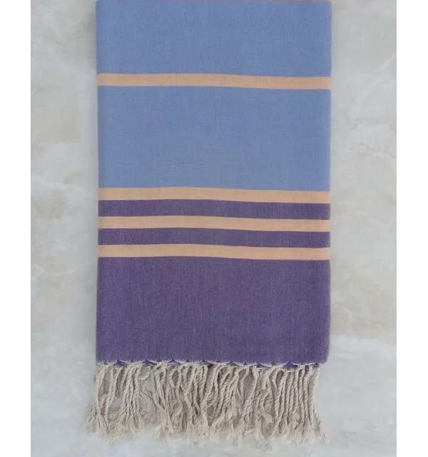 Jeté violet, bleu et capucine 
