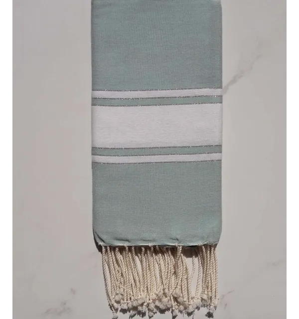 Fouta Lurex opaline bande blanche 