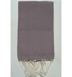Fouta nid d'abeille unie taupe violet