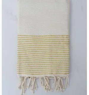 Fouta Lurex nid d'abeille blanc cassé 
