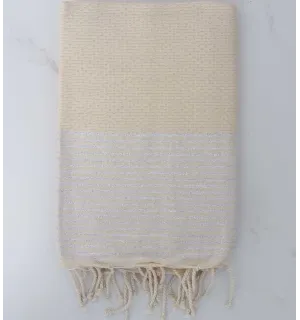 Fouta Lurex nid d'abeille écru 
