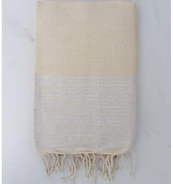 Fouta Lurex nid d'abeille écru 