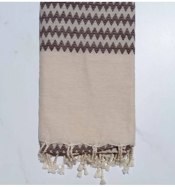 Fouta zigzag blanc crème et vert 