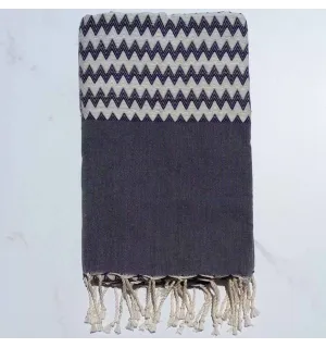 Fouta zigzag gris foncé 