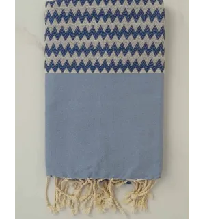 Fouta zigzag bleu ciel 
