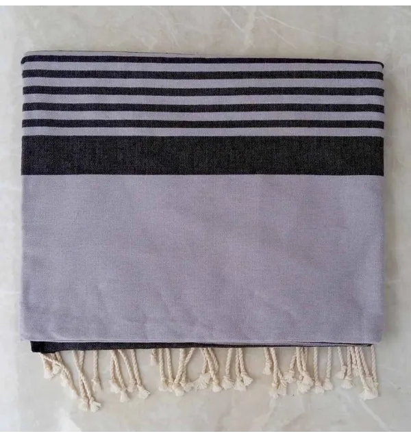 Jeté gris horizon rayée anthracite 
