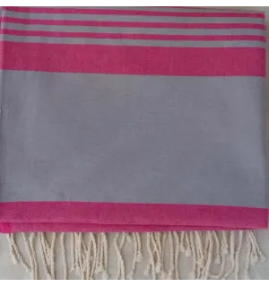 Jeté gris rayée rose 2