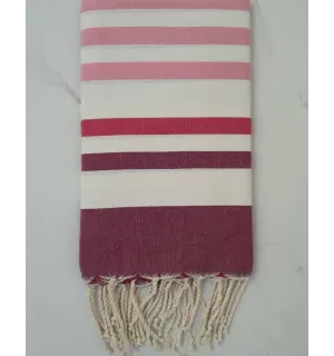 Fouta rose blanc et mauve