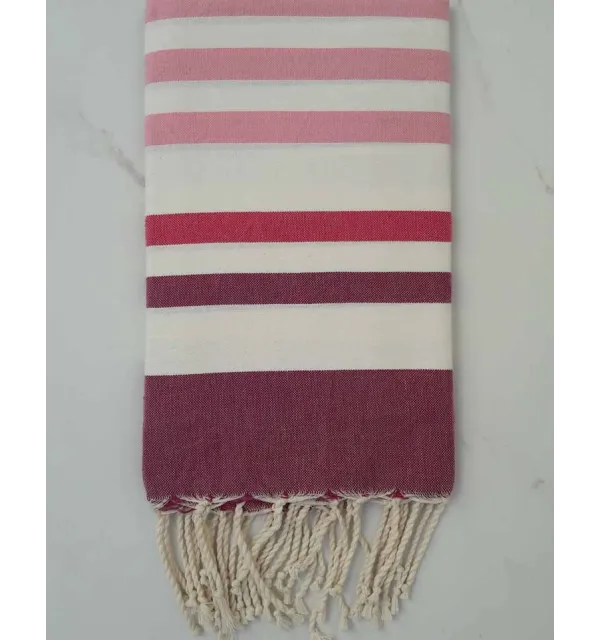 Fouta rose blanc et mauve 