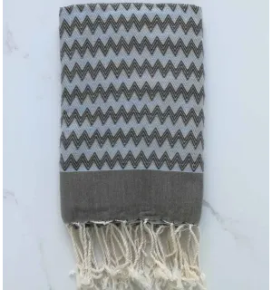 Fouta zigzag vert et bleu 