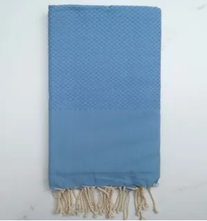 FOUTA Nid d'abeille unie bleu maya 