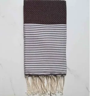 Fouta nid d'abeille marron foncé