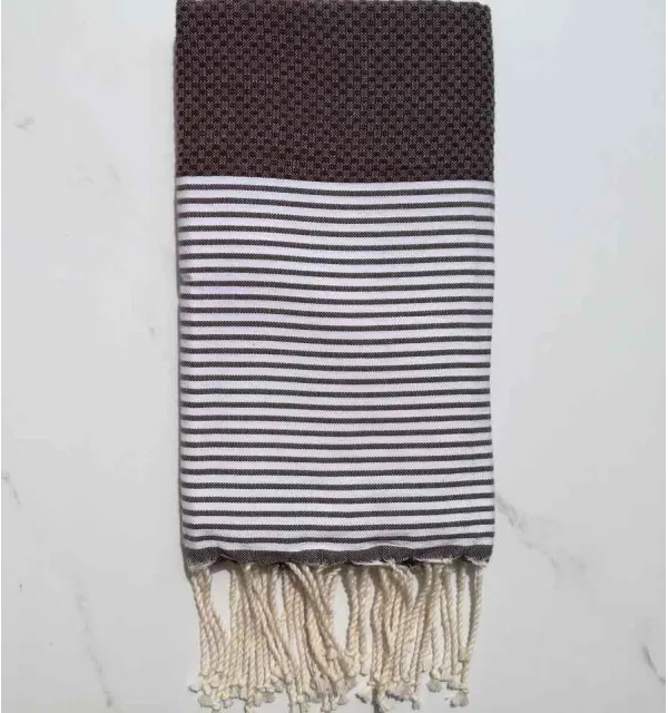 Fouta nid d'abeille marron foncé 