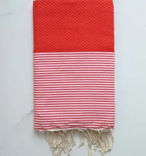 Fouta nid d'abeille rouge anglais 