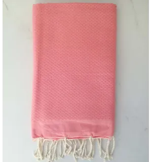 FOUTA nid d'abeille unie rose clair 