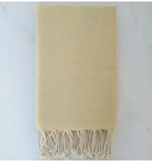 FOUTA Nid d'abeille unie jaune pale 