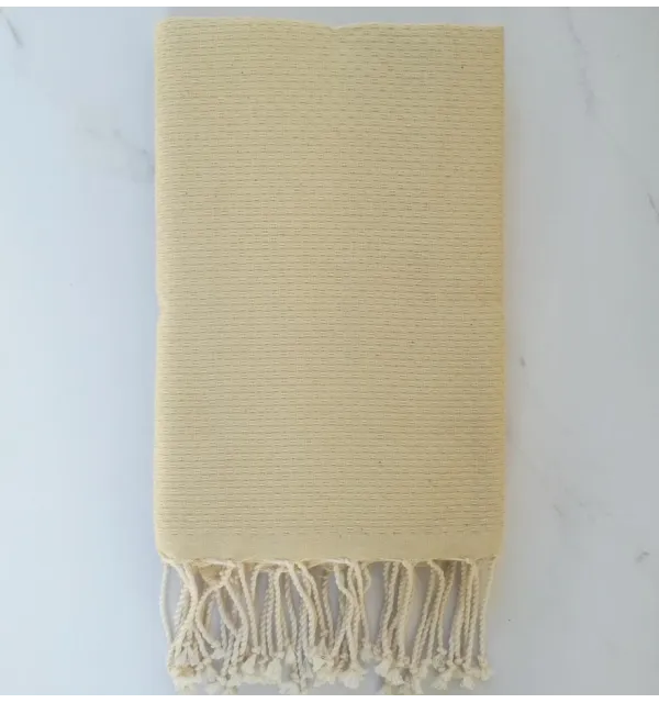 FOUTA Nid d'abeille unie jaune pale 