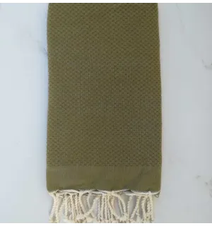 FOUTA Nid d'abeille unie vert kaki 