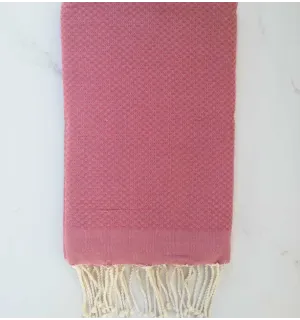 Fouta Nid d'abeille unie de couleur rose balais 