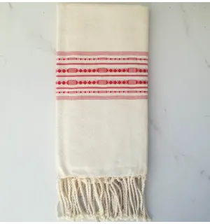 Fouta thalasso blanc crème avec motifs