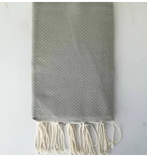 FOUTA nid d'abeille unie vert de gris 