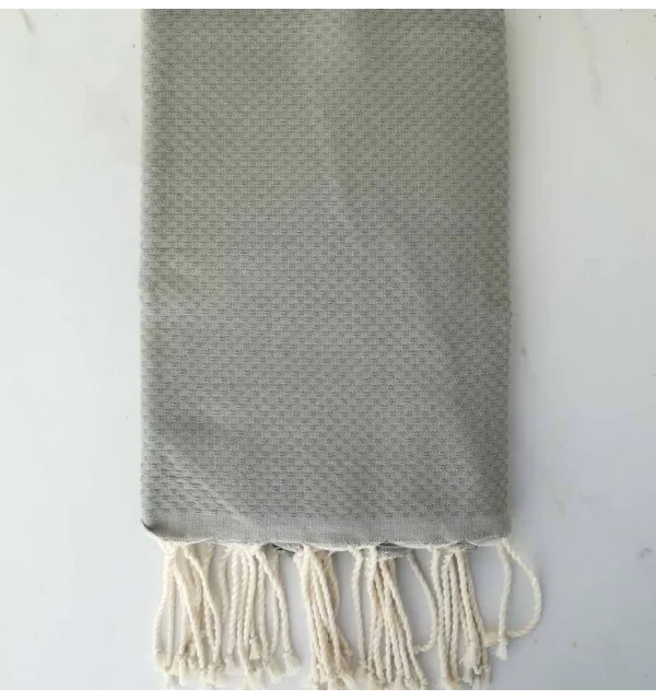 FOUTA nid d'abeille unie vert de gris 