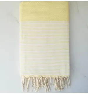 Fouta nid d'abeille jaune beurre 