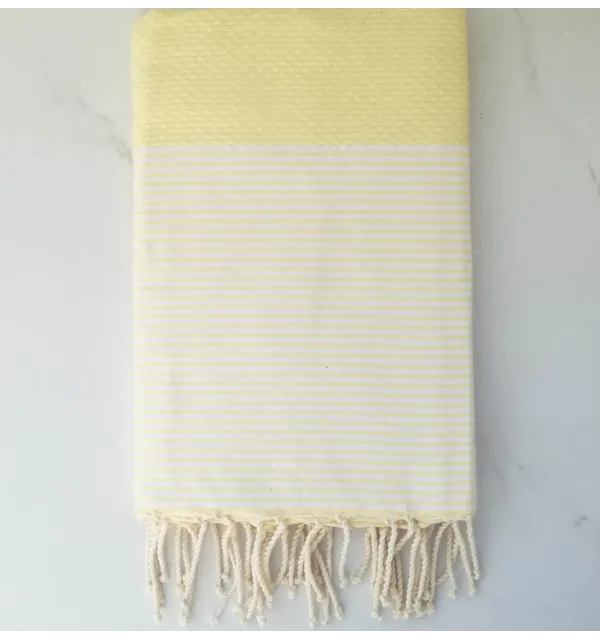 Fouta nid d'abeille jaune beurre 