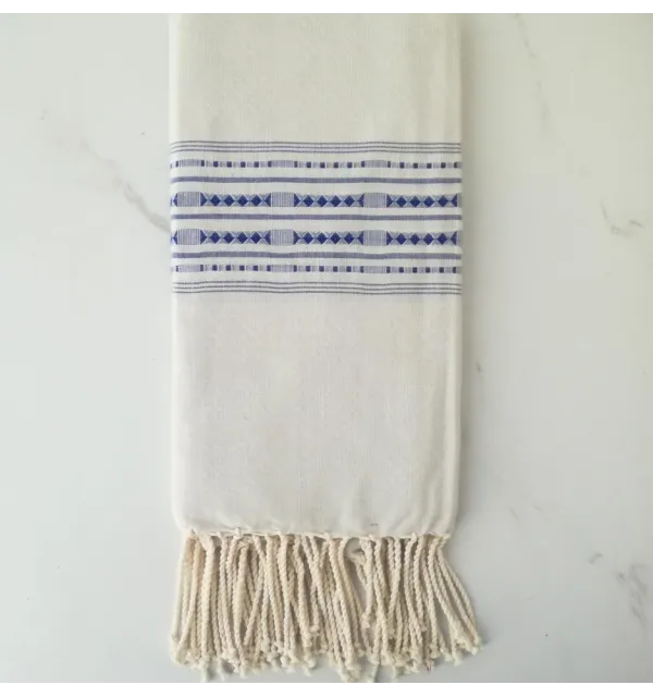 Fouta thalasso gris perle et bleu 
