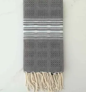 Fouta thalasso avec motifs bleu ciel