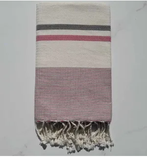 Chevron blanc crème, gris plomb et rose violacé 
