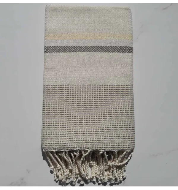 Chevron blanc crème, jaune pale et taupe 