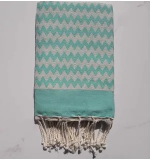 Fouta zigzag vert d'eau 