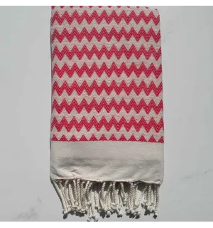 Fouta zigzag rose foncé