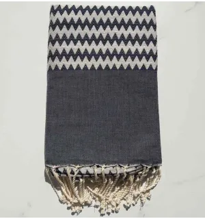 Fouta zigzag bleu jean foncé 