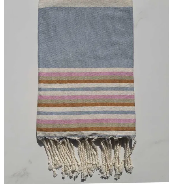 Fouta Plate bleu clair avec rayures 