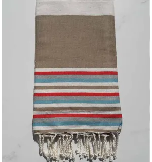 Fouta Plate marron clair avec rayures 