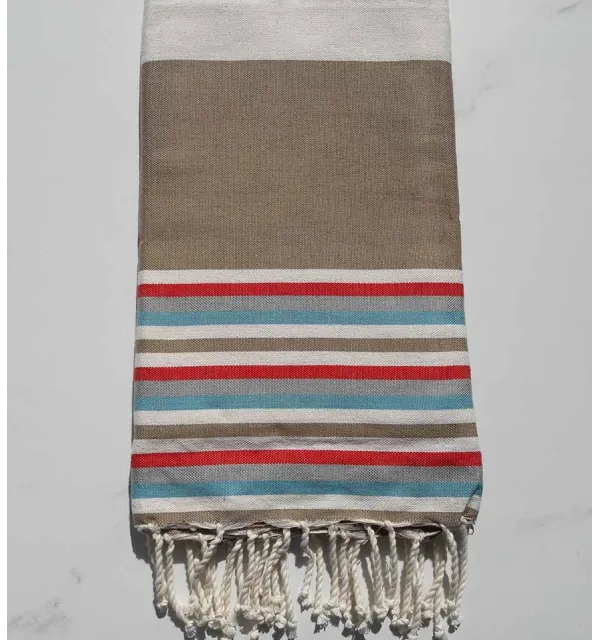 Fouta Plate marron clair avec rayures 