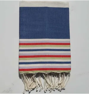 Fouta Plate blanc et bleu jean avec rayures