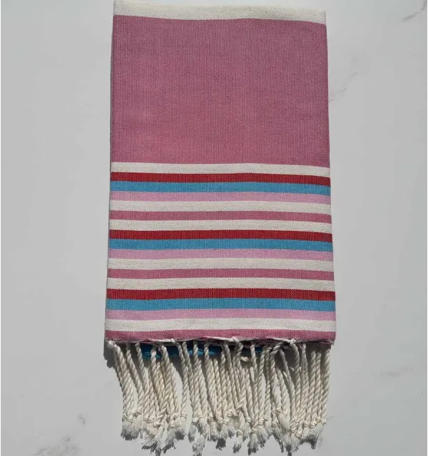 Fouta Plate rose violacé avec rayures 