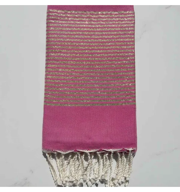 Fouta Lurex plate rose foncé 