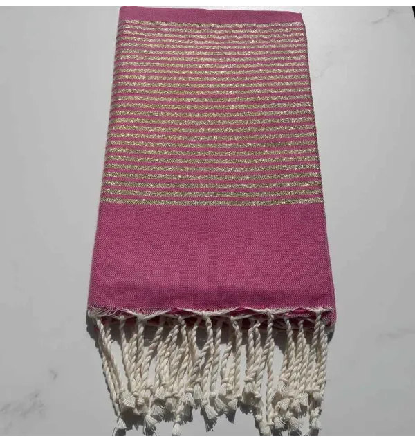 Fouta Lurex plate rose foncé 