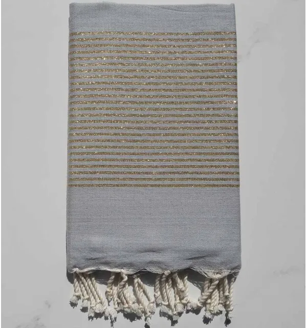 Fouta Lurex plate bleu charette 