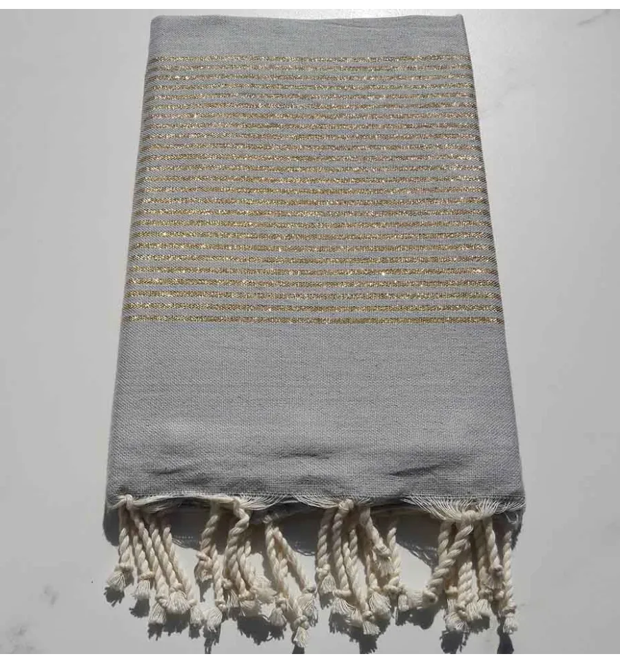 Fouta Lurex plate bleu charette 