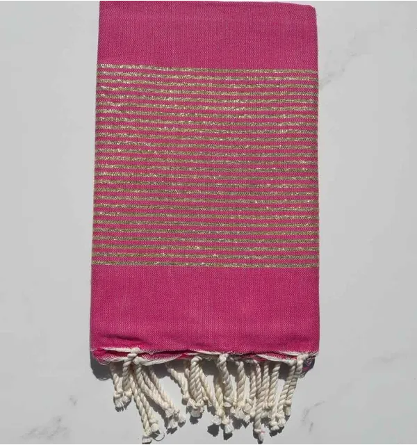 Fouta Lurex plate rose bonbon 