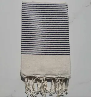 Fouta lurex blanc crème avec lurex bleu 