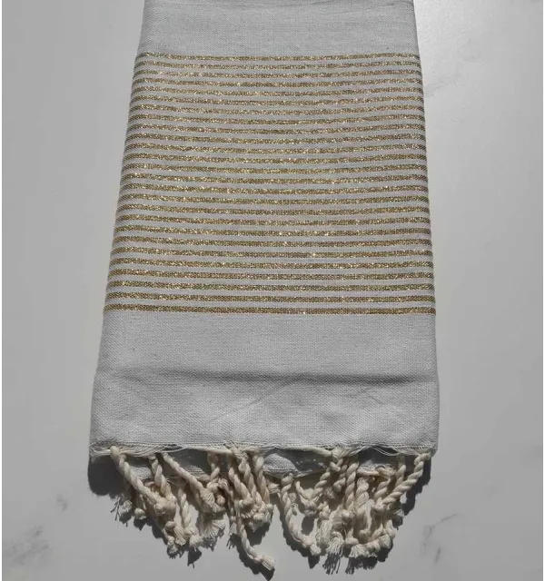 Fouta Lurex plate bleu pastel clair 