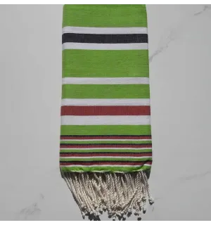 Fouta Dina vert prairie avec rayures 