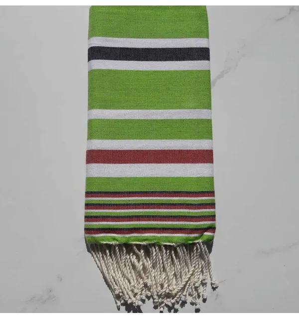 Fouta Dina vert prairie avec rayures 
