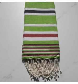 Fouta Dina vert prairie avec rayures 2